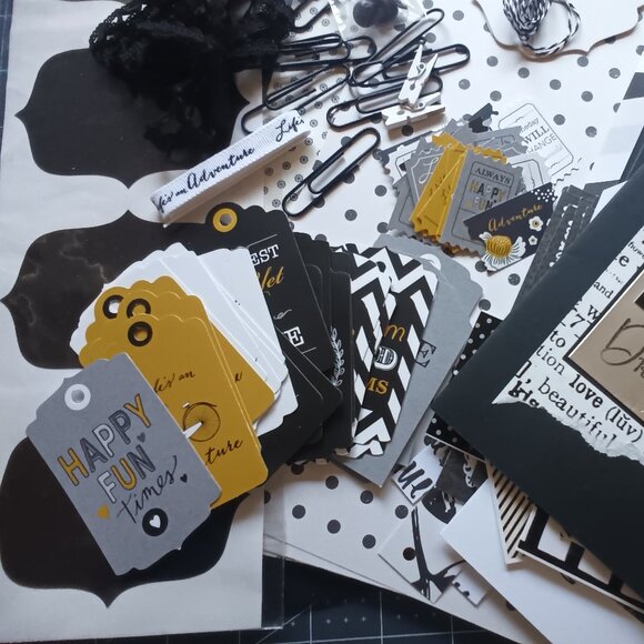 Inspiration Kit for Paper Crafts, Junk Journals, Card Making - Black & White - Picture 3 of 6